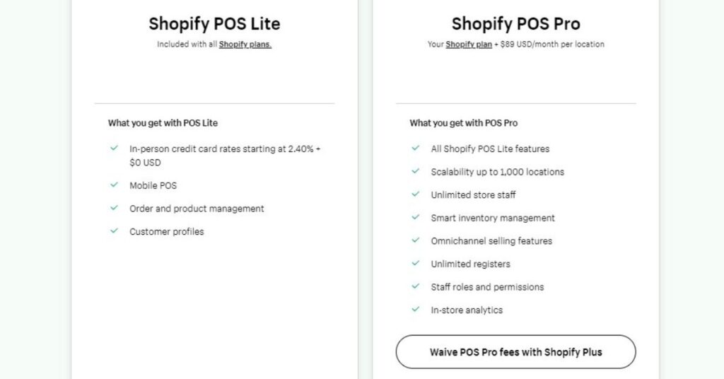 shopify pos pricing subscription plans