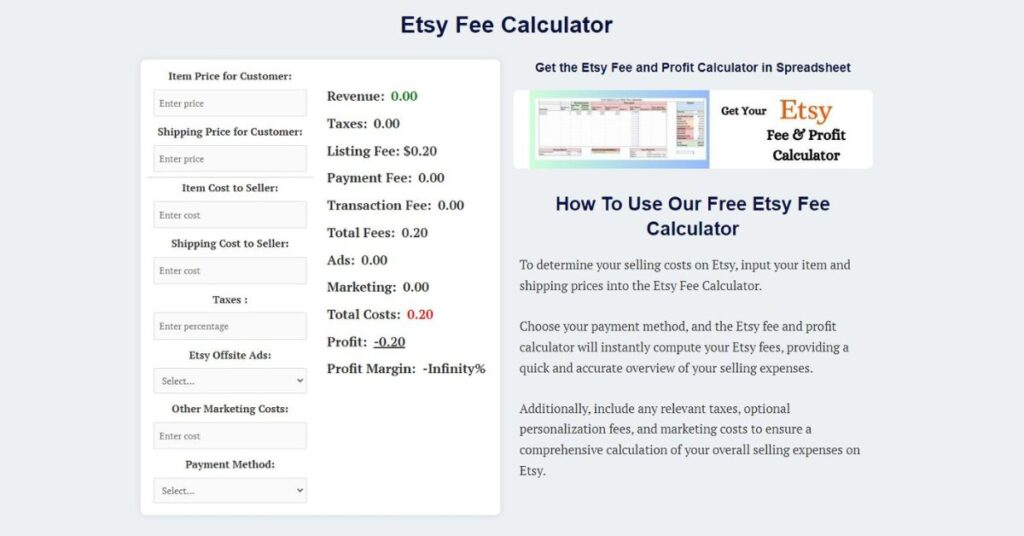 etsy fee calculator topvsbest